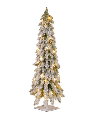 National Tree Company 3ft Snowy Downswept Forest Tree with Clear Lights