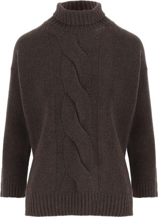 Bruno Manetti Cable-Knit Wool And Cashmere Sweater With Turtleneck Design