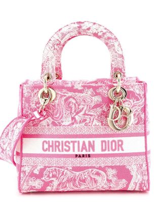 Dior Toile de Jouy Lady D-Lite Bag Embroidered Canvas tote bag - Rosa