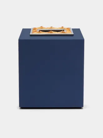 Lorenzi Milano Leather and Bamboo Tissue Box