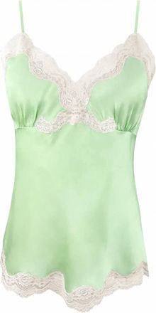 Gold Hawk Womens Silk With Lace Camisole In Lime Sherbet