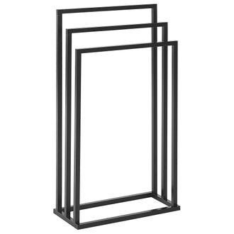 Beliani Toallero De Metal Negro Mate 3 Rieles Accesorio De Pie Moderno Ba&ntilde;o Charras