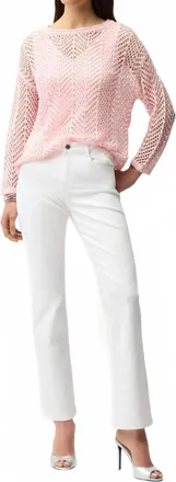 Joseph Ribkoff Sequined Open Knit Sweater Top In Petal Pink