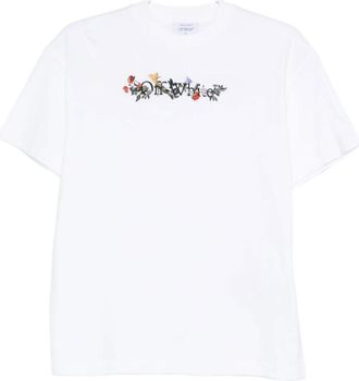 Off-white T-Shirts, female, White, XS, Floral Logo Crew Neck T-shirt