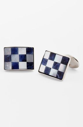 David Donahue Checkerboard Cuff Links in Silver/sodalite/pearl at Nordstrom