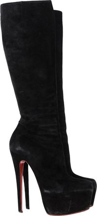Christian Louboutin Pre-owned Womens Bianca Knee-Length Boots in Black Suede - Size EU 37
