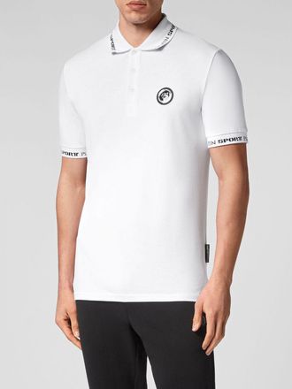 Plein Sport Polo slim fit in cotone con stampa grafica e colletto a costine