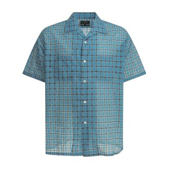 Beams Plus Overhemden, Heren, Blauw, L, Nylon, Open Collar Nylon Airy Plaid Shirt
