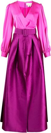 Sachin & Babi Zoe belted satin gown - women - Polyester/Silk Crepe - 16 - Pink