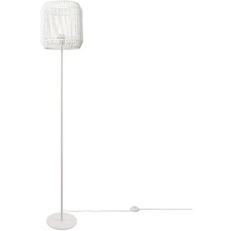 Paco Home Paco Home - Lámpara De Pie Moderna Salón Dormitorio Ratán Diseño Bohemio Mimbre E27 Una Pata Blanco, Blanco (Ø28 cm)