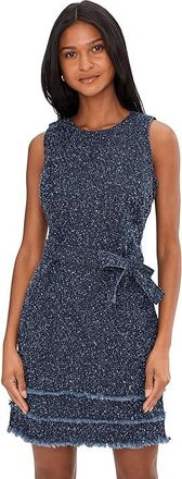 CeCe by Cynthia Steffe Boucle Denim Self Tie Dress Womens Dress Classic Navy : 12, Cotton