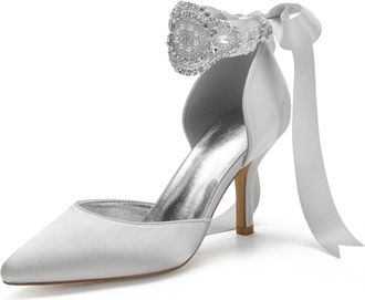 Miyoopark Women Shoes Heels for Wedding Closed Pointed Toe Evening Pumps Shoes M520 Silver UK 7.5