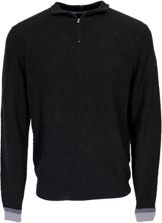 Lords of Harlech Quinn Quarter Zip Merino Wool Sweater in Black at Nordstrom, Size Xx-Large