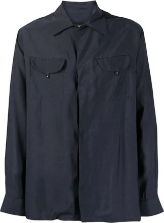 Giorgio Armani Long Sleeve Tops - Heren - Casual Overhemden - Blauw - XS - Overhemden