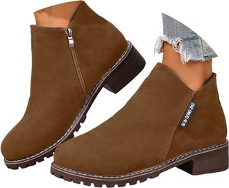 Generic Walking Shoes for Women Uk,Wide Fit Suede Ankle Boot, Womens Round Toe Ankle Boots With Side Zipper,Comfy Casual Shoes Non Slip Wide Fit Suede Ankle B