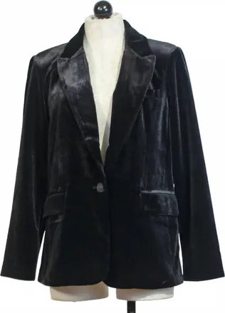 Velvet Heart Womens Lizzy Single Button Velvet Blazer In Black