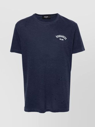 Dsquared2 logo print distressed jersey ribbed crew neck short sleeve t-shirt