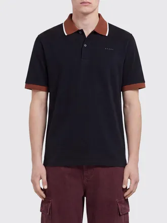 Marni Polo in cotone con profili a contrasto e colletto a righe