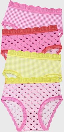 Stripe and Stare High Rise Knicker Four Pack in Cherry Baby at Nordstrom, Size X-Small Uk