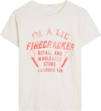 Mother The Boxy Goodie Goodie firecracker graphic T-shirt - Neutrals