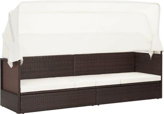 vidaXL Sof&aacute; De Jard&iacute;n Con Dosel Rat&aacute;n Sint&eacute;tico Marr&oacute;n Vidaxl