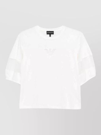Emporio Armani cotton crew neck sweater sheer short sleeves