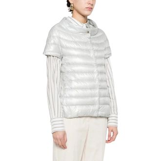 Herno Down Jackets, female, Gray, Size: 3XL Nylon Short Down Jacket