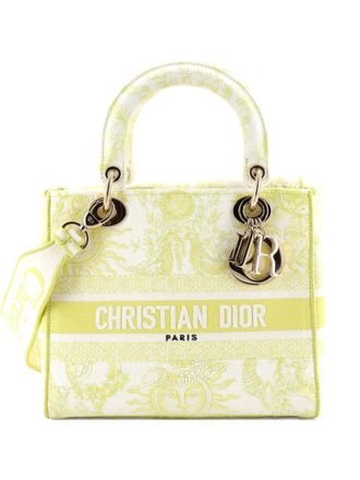Dior Lady D-Lite Bag Embroidered Canvas Medium satchel - women - Canvas - One Size - Yellow