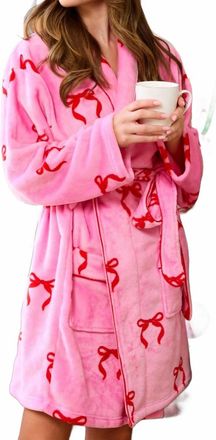 Shiraleah Bow Bath Robe In Pink