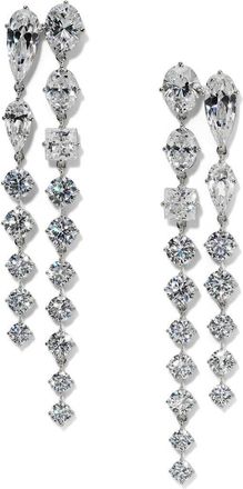 Nadri Lucia Cubic Zirconia Double Linear Drop Earrings in Rhodium at Nordstrom
