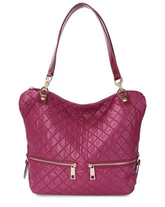 Tiffany & Fred Quilted Woven Nylon & Patent Tote