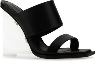 Alexander McQueen Womens Black Leather Shard Mules Sandali Sandal