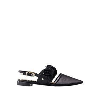Toga Archives Black Leather Slingbacks Pointed Toe
