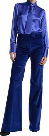 Barbara Bui Velvet Wide Leg Trousers In Royal Blue