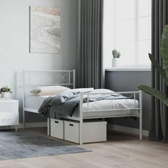 vidaXL Estructura Cama Sin Colch&oacute;n Con Estribo Metal Blanco 80x200 Cm Vidaxl