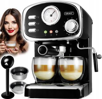 OEM Cafetera Presurizada Yoer De 1100 W Y 20 Bares Con Capacidad Para 10 Tazas + Espumador De Leche