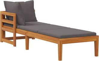 vidaXL Tumbona Con 1 Reposabrazos Gris Oscuro Madera Maciza Acacia Vidaxl