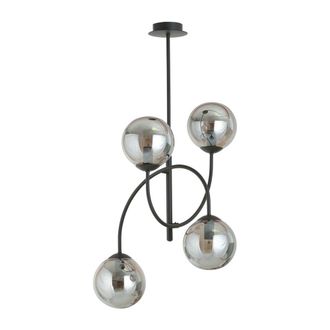 Wonderlamp Plaf&oacute;n de techo con estructuras curvadas y 4 esferas gris espejo &oslash;50