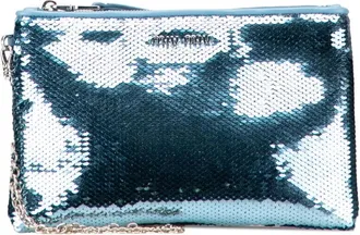 Miu Miu Pre-owned Clutches, female, Blue, Size: ONE SIZE Pre-owned Sequin Pouch with Chain Strap