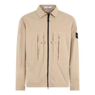 Stone Island Light Jackets, male, Beige, Size: XL Stone Island Shirts Beige