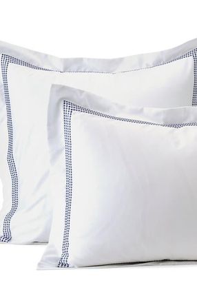 Lands End 400 Thread Count Premium Supima Cotton No Iron Sateen Embroidered Pillow Sham in Dusk Indigo Sky Dots at Nordstrom, Size Standard