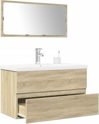 vidaXL Set De Muebles De Ba&ntilde;o 3 Pzas Madera Contrachapada Roble Sonoma Vidaxl