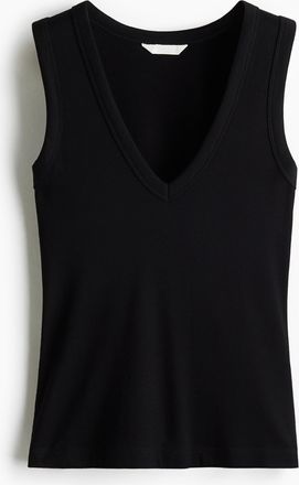 H&M Geripptes Tanktop - Schwarz