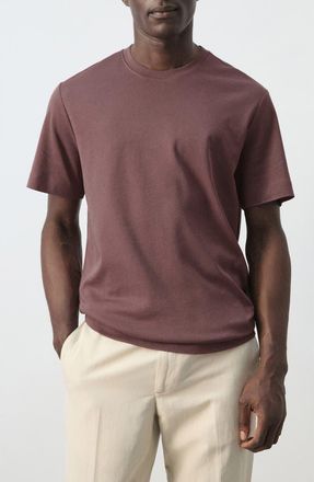 Mango Regular Fit Medium Weight Cotton T-Shirt in Plum at Nordstrom, Size X-Large