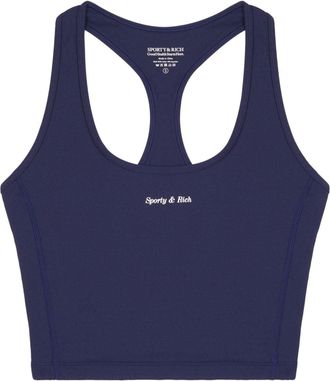 Sporty & Rich logo-print performance tank top - women - Nylon/Elastane - S - Blue