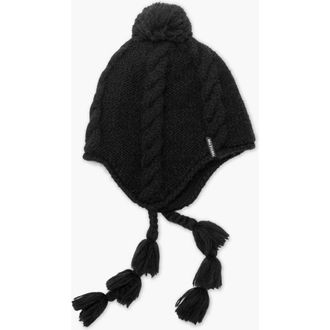 Turtle Fur Ingrid Earflap Pom Beanie in Black at Nordstrom