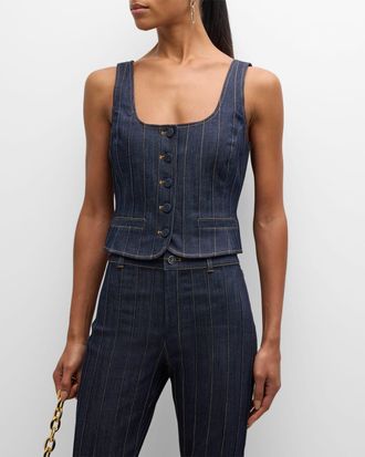 Cinq à Sept Rowena Pinstripe Denim Vest Top