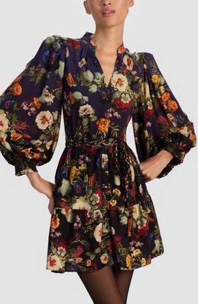 Alice & Olivia Antonette Long Sleeve Button-Up Minidress in Magic Garden Gradient at Nordstrom Rack, Size 10