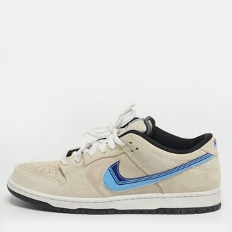 Nike SB Dunk Truck It Size 45 Cream/Blue Suede and Patent Leather Low Top Sneakers