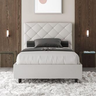Les Tendances Itamoby - Letto una piazza e mezza senza rete imbottito 120x190 similpelle bianco Priya